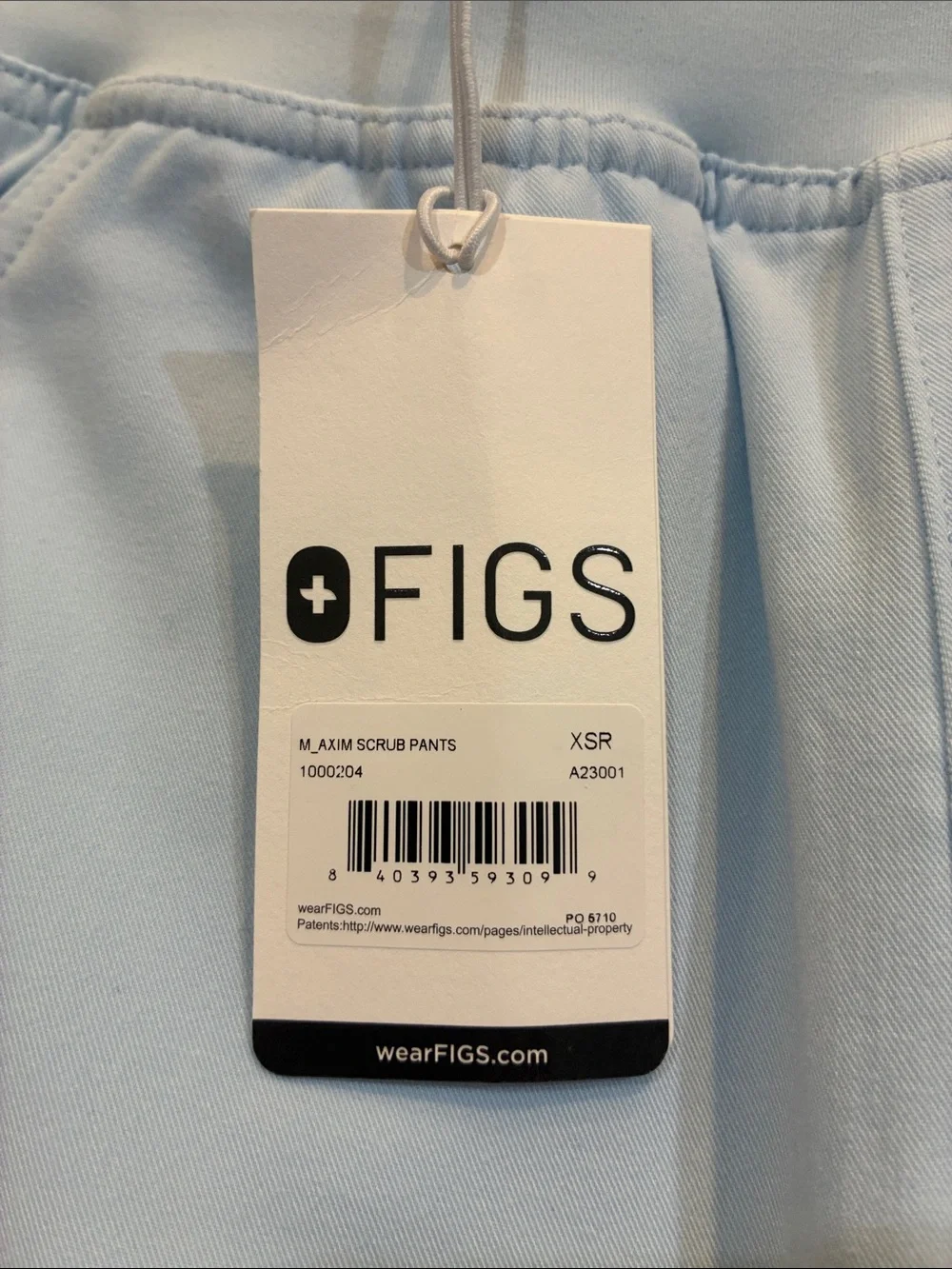 Men’s Figs Light Blue Scrub Pants with Neon Yellow Drawstring XS NWT